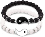 El Regalo 2 PCs Natural Stone Beads Stretchable Bracelets for Best Friends/Couples/Besties BFF Boyfriend Girlfriend