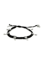 El Regalo 1 PC Boho Macrame Adjustable Oxidized German Silver Bead Nazabattu Anklet for Girls & Women- 1 Leg Bohemian Tribal Thread Anklet (Ghungroo Anklet)