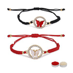 El Regalo 2 PCs Fancy CZ Butterfly Rakhis Combo Set - Beautiful 2 Rakhis Set with Roli Chawal, Rakhi Message Card in Rakhi Gift Box for Little Brother/Bhabhi/Niece/Nephew