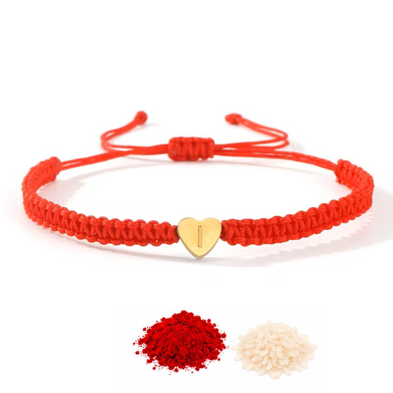 El Regalo Red Ethnic Rakhi Dori Unisex Rakhi-Adults - I letter