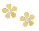 El Regalo Classy Natural Freshwater Pearls Flower Stud Earrings for Women and Girls- Valentines Day Gift for Girlfriend & Wife (Golden)