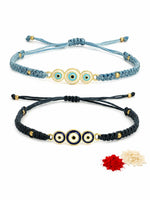 El Regalo 2PCs Rakhis for Brother- Evil Eye Rakhi Combo Set with 2 Rakhis, shagun Pack, Rakhi Message Card in Rakhi Gift Box (Option-2)