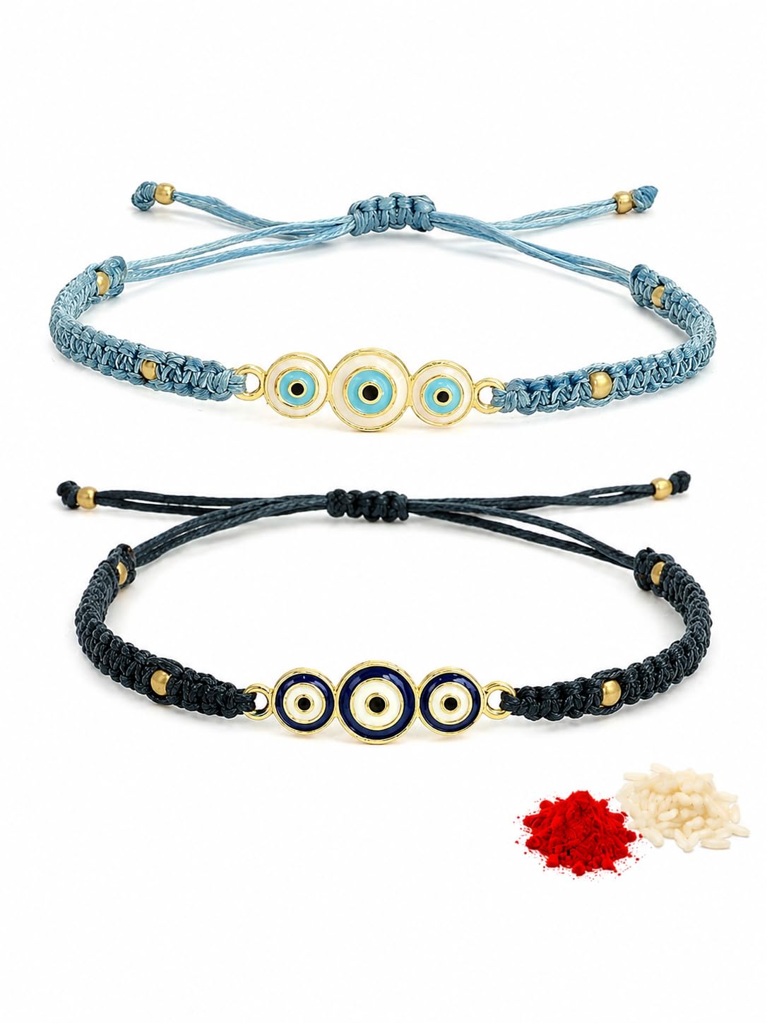 El Regalo 2PCs Rakhis for Brother- Evil Eye Rakhi Combo Set with 2 Rakhis, shagun Pack, Rakhi Message Card in Rakhi Gift Box (Option-2)