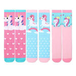 El Regalo Kid's Calf Length Combed Cotton 3 Pairs Cute & Soft Fun Unicorn Printed Funky Socks Cute Animal Cartoon Print Lovely High Knee Socks (3-8 Years), Assorted
