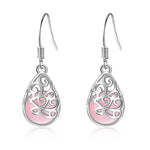 El Regalo Modern Opal Cat's Eye Drop Threader Earrings for Girls & Women - Perfect Valentines Day Gift for Her (Pink drop Hook)
