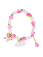El Regalo Exquisite Lily Flower & Blow Glass Beads Bracelet - Cute Lily Of The Valley Flower Beaded Bracelet, Transparent Gradient Beaded Bow Bracelet For Teen Girls (Gradient Pink)