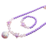 El Regalo Girls Kids Colorful Resin Shell Beads Jewelry Sets | Colorful Princess Star/Mermaid Beaded Necklace & Bracelet Sets, Princess Necklace Bracelet Combo