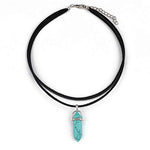 El Regalo Choker Necklace for Girls & Women | Black Wrap Velvet Choker with Healing Stones Women Girls Everyday Boho Necklace Gift Her Jewelry Hippie Crystal (Turquoise Blue)