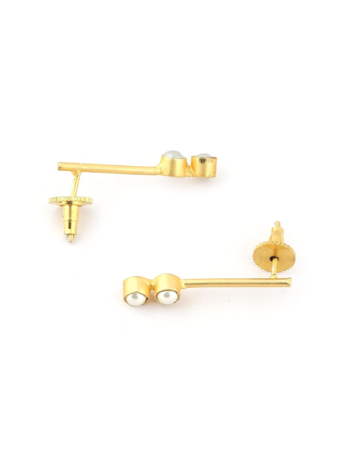 El Regalo Statement Pearls Earrings in matt Finish- Gold Plated Natural Pearls Classy Stud Earrings for Girls & Women (Option- 3)