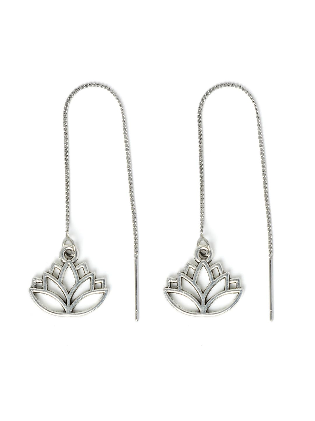 El Regalo Minimalist & Elegant Lotus Needle Threader Earrings for Girls & Women - Symbol of Inner Beauty and Triumph