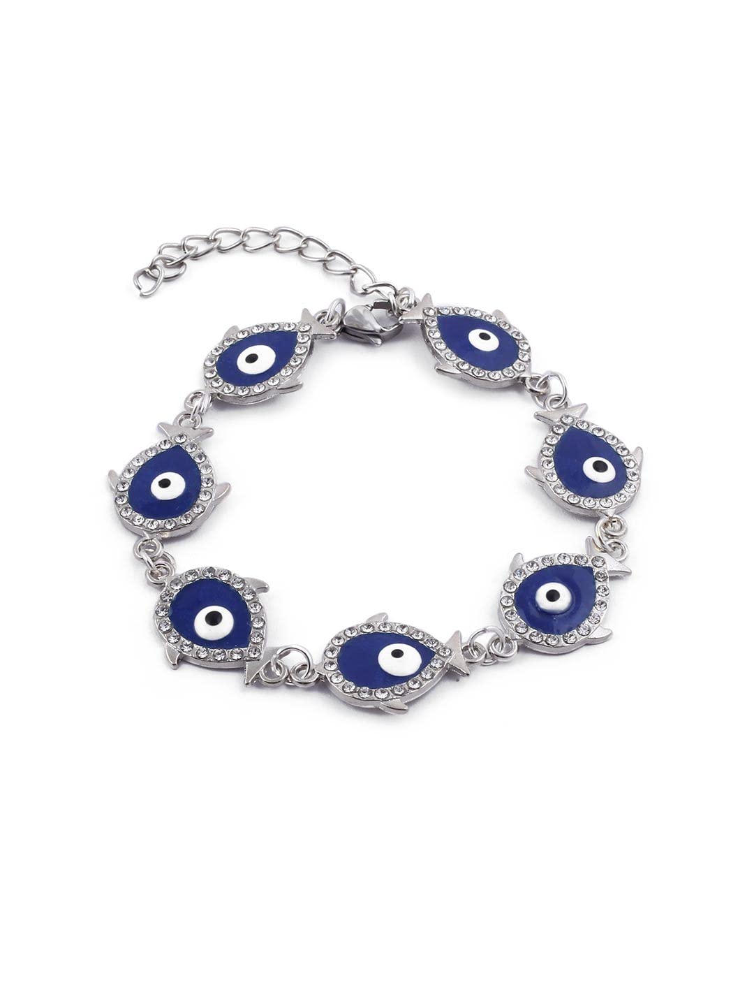 El Regalo Evil Eye Enameled Fashion Bracelet for Girls & Women- Gift for Her- Evil Eye Love, Good Luck & Protection Bracelet (Blue CZ Evil Eye Bracelet)