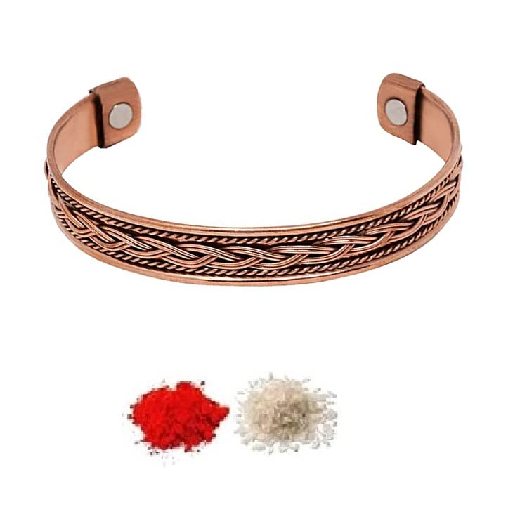 El Regalo 1 Copper OM Bracelet Rakhi for Brother/Bhai - Rakhi for Bhai with shagun, Rakhi Message Card in Rakhi Gift Box (Option-7) For Men
