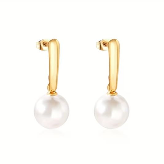 El Regalo Elegant Faux Pearl Earrings for Women - Elegant 18K Gold & Silver Plated Moti Jewelry Collection | Fancy Studs, Dainty Drops & Long Dangle Pearls Earrings for Girls (Style-6)