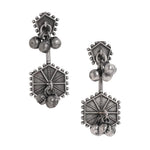 El Regalo Oxidized Brass Retro Earrings for Girls & Women: Silver Lookalike Indian Traditional Studs Earrings in Antique Silver Finish