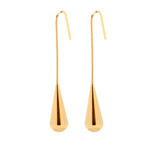 El Regalo Womens Luxury Stainless Steel Water Drop/Tear Drop Minimalist Earrings- Elegant Anti Tarnish Thread Western Earrings (Gold)
