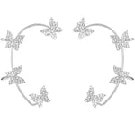 El Regalo 1 Pair CZ Butterfly Cuff Earrings for Non Pierced Ears- No Piercing Zircon Butterfly Wrap Crawler Ear Cuff Earrings For Women & Girls (Silver)
