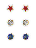 El Regalo 3 Pairs Cute Stainless Steel CZ Stud Earrings Combo for Kids/Girls/Teens/Women - Stars, Heart, Flower, Butterfly, Disco Ball, Stones - Hypoallergenic Flatback Earrings (Style-8)