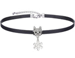 El Regalo Elegant Pendant Choker Necklace for Girls & Women- Stylish CZ Heart, Pearl, Cat, Bee & Flower Pendant Necklace (CZ Cat Snowflake)