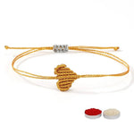 El Regalo Simple Heart Bracelet Rakhi for Brother - Handwoven Adjustable Macrame Rakhi with Roli Chawal | Minimalist Rakshabandhan Bracelet for Bhai in Elegant Rakshabandhan Box (Toasted Caremel)