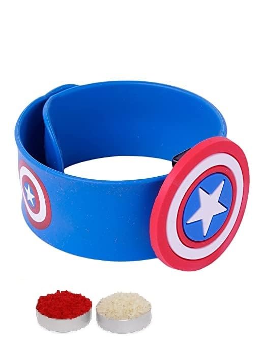 El Regalo 1 PC Superhero Slap Bands Rakhi for Little Brother/Nephew/Niece- Super Hero Rakhi Combo with 1 Slap Band Rakhi, shagun & Rakhi Message Card (Red Slap Band Kids Rakhi)