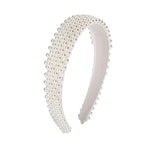 El Regalo Elegant White Pearl Wide Headband - Handmade Bridal Hairband, Fancy Wedding & Party Headwear for Women & Girls