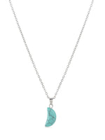 El Regalo Beautiful Agate Crescent Moon Pendant Necklace with Stainless Steel Chain for Girls & Women (Turquoise Green Moon)