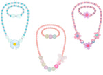 El Regalo 3 PCs Girl Princess Necklaces & Bracelets Jewelry Set with Colorful Flowers & Acrylic Beads - Kids Stretchy Chunky Costume Jewelry Gifts Party Favors Dress up Jewelry for Little Girl Toddler