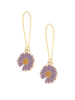 El Regalo Beautiful Enamel Flowers Long Hook Earrings for Women/Girls - Delicate Cute Flowers Charms Hook Earrings (Lavender Flower)