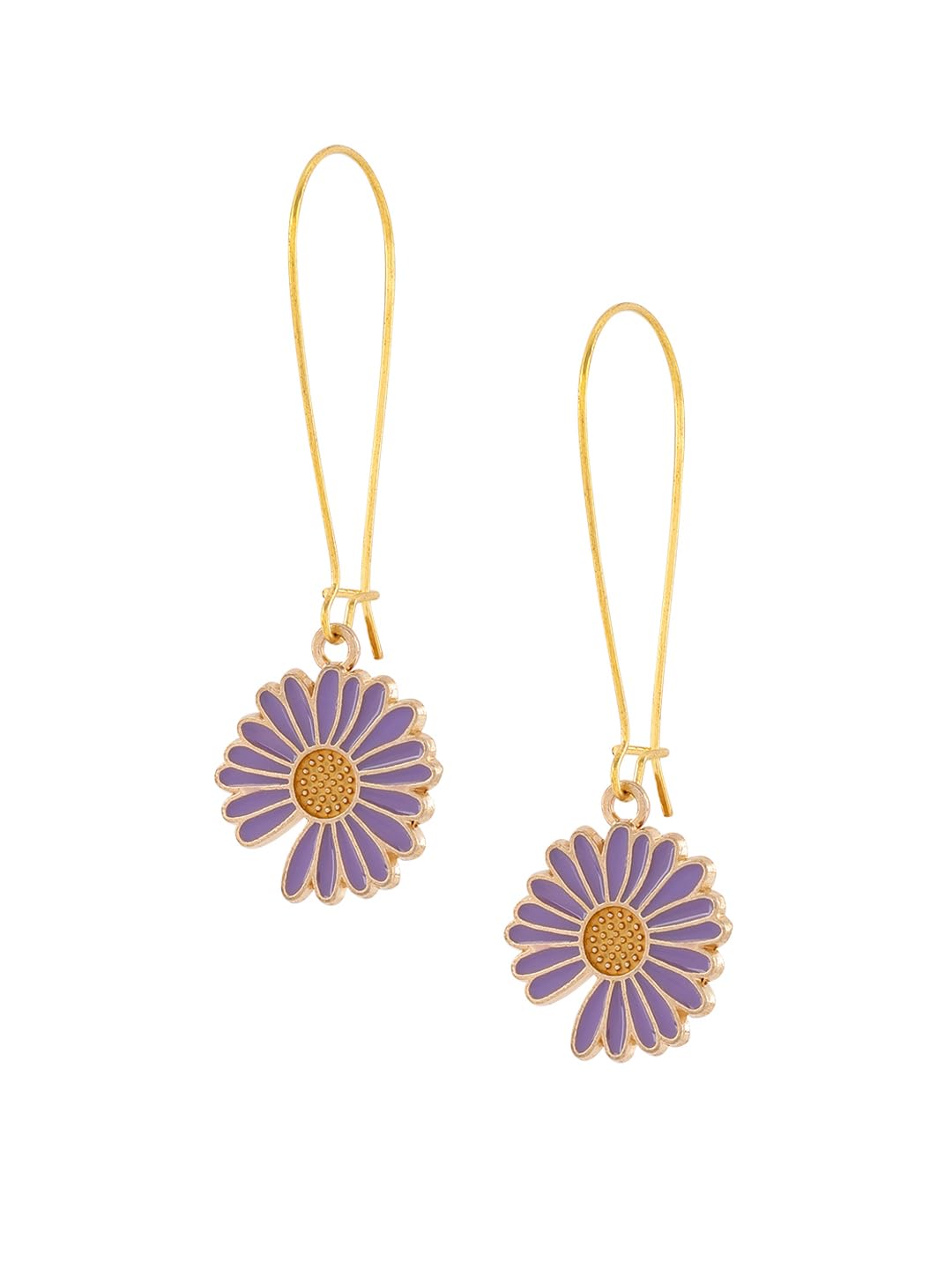 El Regalo Beautiful Enamel Flowers Long Hook Earrings for Women/Girls - Delicate Cute Flowers Charms Hook Earrings (Lavender Flower)