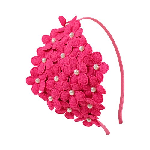 El Regalo Beautiful Bunch Of Flowers Hairband with Pearls, Plastic Heasband for Girls Christmas Gift, Pack of 1 - Pink