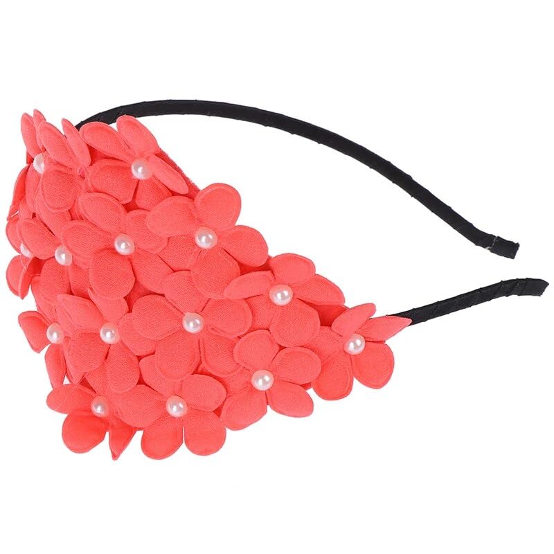 El Regalo Flower Crown Fancy Hairband/Headbands for Girls Kids - Board Flower Pearls Hair Accessories for Kids (Dark Peach Flowers)