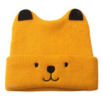 El Regalo 1 PC Toddler Baby Soft Caps | Beanie Earflaps Little Girl Boy Colorful Cartoon Bear Warm Knit Hat (1-3 Years) (Mustard Yellow)