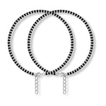 El Regalo 2 PCs Anklets for Women & Girls | Fashion German Silver Anklet Pair Girls & Women (1 PC) (Silver Black Beads Anklet -2)