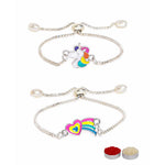 El Regalo 2 PCs Cute Kids Fancy Bracelet Rakhis Set - Beautiful 2 Kids Rakhis Combo with Roli Chawal, Rakhi Message Card in Rakhi Gift Box for Little Brother/Niece/Nephew (Unicorn & Rainbow Heart)