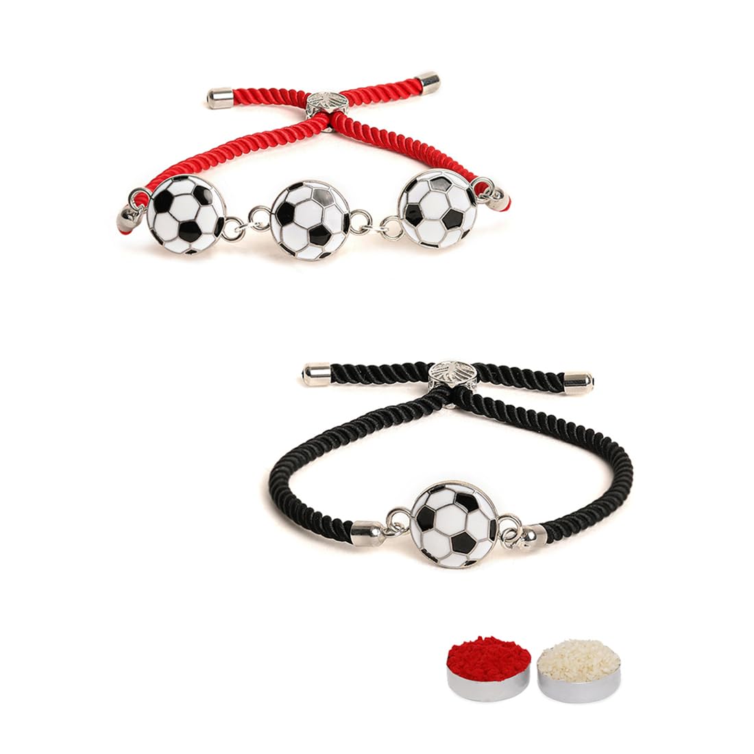 El Regalo Quirky 2PC Sports Rakhi Set for Brother | Rakhis Combo Set for Brother/Niece/Nephew- Kids Rakhi for Sports Lovers Bhai with Roli-Chawal, Message Card in Rakhi Gift Box (Option-2)