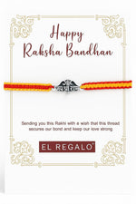 El Regalo 1PC Traditional Rakhi for Brother with Roli Chawal & Message Card | Designer Rakshabandhan Thread with OM, Shree Ram, Ganesha, Krishna Charms | Rakhi Gift Box Included (Jai Shree Ram)
