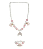 El Regalo 2PC Girls Mermaid Princess Necklace & Bracelet Set Costume Jewelry (Pink Mermaid Jewelry)