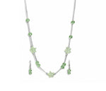 El Regalo 2PCs Crystals Beads Necklace & Earrings Jewelry Set for Kids/Girls & Teens - Shimmering/Matt Crystal Beads Fancy Jewelry Set (Green Stars)