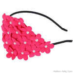 El Regalo Flower Crown Fancy Hairband/Headbands for Girls Kids - Board Flower Pearls Hair Accessories for Kids (Magenta Flowers)