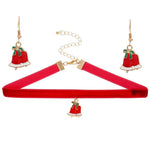 El Regalo Festive Christmas Choker Necklaces & Earrings Combo Set- Christmas Charms Choker Necklace & Earrings for Kids/Girls & Women - Christmas Gift (Xmas Jingle Bells)