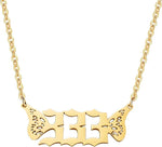 El Regalo Small Butterfly Wings Angel Number Necklace- Stainless Steel, Anti Tarnish, Angel Number Numerology Jewelry for Women & Girls (Angel Number 333)