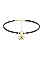 El Regalo 1PC Cute & Fancy Black Faux Choker Collar Necklace with Charms for Girls & Women (Honey Bee Charm Choker)
