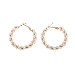 El Regalo Retro Elegant Double Row Imitation Pearl Oval Hoop Earrings for Women - Fashion Pearl Double Layer Ear Buckle Hoops (Pig Pearls Hoop Earrings)