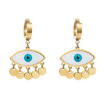 El Regalo Stainless Steel Ati Tarnish- NO RUST Earrings- Rose Gold Plated Stainless Steel Cute Stud Earrings for Women/Girls (Evil Eye Tassel)