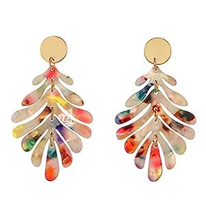 El Regalo Acrylic Leopard Print Eardrop Dangler Fashion Leaf Earrings for Women & Girls