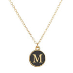 El Regalo Name Initials Personalized Letter Unisex Pendant Necklace- Enameled Name Letter Small Pendant with Stainless Steel Chain (M Letter)