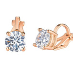 El Regalo Cute & Small Clip-On Earrings for Women & Girls | Non-Piercing Cute CZ Crystal Clip On Studs (Rose Gold)