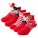El Regalo 5 Pairs Christmas Cotton Warm Socks Children Cartoon Boys Girls Toddler Winter Autumn Xmas Funny Socks (XXL (12-16 Years))
