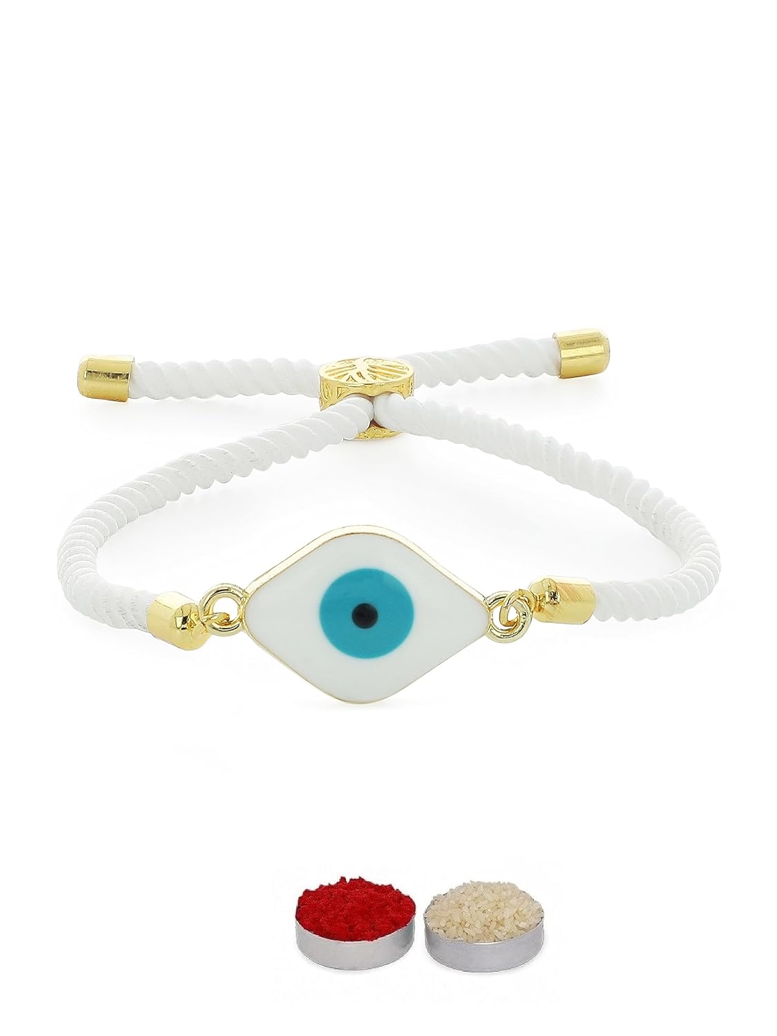 El Regalo Statement1PC Evil Eye Rakhi with Roli Chawal & Rakhi Message Card in Gift Box- Lucky Protection Rakhi to Avoid Negative Energies for Brother/Sister-in-Law/Niece or Nephew (Option-7)
