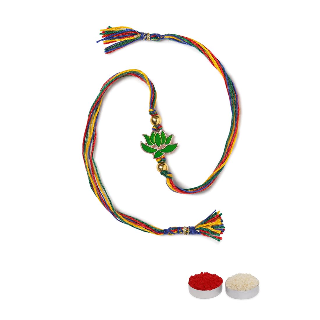 El Regalo 1PC Simple Lotus Flower Rakhi for Brother- Minimalist Lotus Thread Rakhi with Roli Chawal, Rakhi Message Card in Rakhi Gift Box (Option-3)